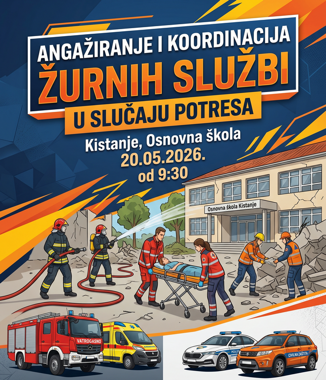 Najava vježbe: „ANGAŽIRANJE I KOORDINACIJA ŽURNIH SLUŽBI U SLUČAJU POTRESA“