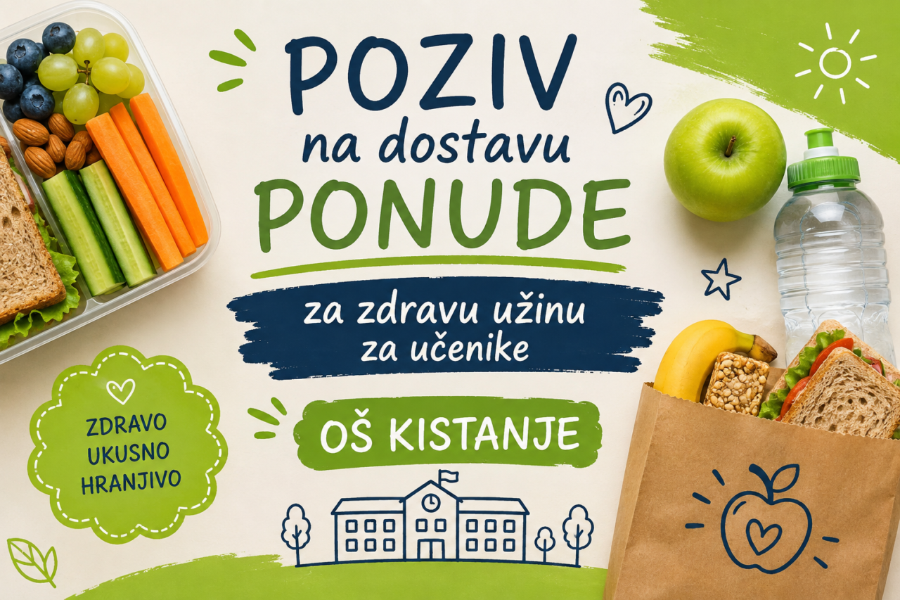 Poziv na dostavu ponude za zdravu užinu za učenike OŠ Kistanje